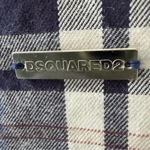 DSQUARED2 Sz 48 XL Made in Italy Men's Plaid 100% Cotton Long Sleeve Shirt